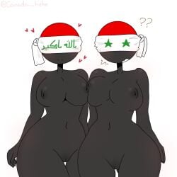 2girls black_body blindfold countryhumans countryhumans_girl iraq_(countryhumans) multiple_girls syria_(countryhumans) xx.canada.xx