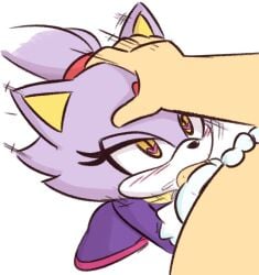 accurate_artstyle anthro_on_human blaze_the_cat blowjob cat_ears cat_tail catgirl clothing deepthroat enjoying heart_eyes human human_on_anthro lucky23 ninoeros oral oral_sex purple_clothing purple_dress purple_fur sonic_(series) sonic_the_hedgehog_(series)