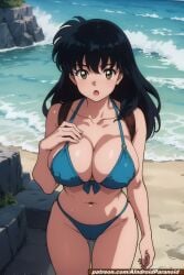 ai_generated aindroidparanoid beach big_breasts bikini black_hair breasts breasts_out cameltoe cleavage inuyasha kagome_higurashi narrow_waist outdoors slim_waist stable_diffusion swimsuit taller_girl tits_out yellow_eyes