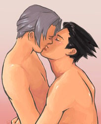 2boys gay gyakuten_saiban kissing male male_only miles_edgeworth naruhodou_ryuuichi narumistu romantic tagme wrightworth yaoi