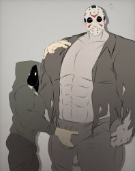 balls bara bulge clothing flaccid fondling_bulge friday_the_13th gay grabbing_bulge hockey_mask jason_voorhees male male_only mask muscles muscular nalnahi1 penis ripped_clothing size_difference