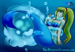 1girls bondage bra breasts cleavage female huge_breasts humanoid jellyfish megagman mermaid metroid nintendo ocean samus_aran sea shell_bra solo tail tentacle trapped underwater water wrapped