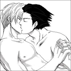 1:1 gay gyakuten_saiban kissing male miles_edgeworth naruhodou_ryuuichi narumistu tagme wrightworth