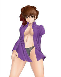 07th_expansion breasts brown_hair female female_only human natsuhi_ushiromiya partially_clothed solo tagme umineko_no_naku_koro_ni underwear