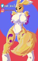 big_breasts curvy davie_draw1 digimon female fit_female furry renamon telbam123