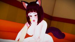 1boy 1boy1girl 1girls 69 big_breasts big_penis blush cat_ears cat_tail censored censored_penis koikatsu kristyrex mii_reis mosaic_censoring orange_eyes penis purple_hair straight_hair tagme virtual_youtuber vtuber