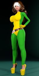 3d anna_marie big_breasts brown_hair feet high_heels marvel marvel_comics milf mutant_(marvel) rogue_(x-men) x-men xalas yellow_heels