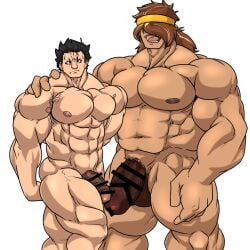 2boys abs bara big_muscles big_nipples big_pecs big_penis black_hair brown_hair canon_x_oc censored daddy dark-skinned_male dark_skin dilf duo erect_nipples erection gay geronimo_(kinnikuman) hair_over_eyes headband huge_cock huge_muscles huge_nipples huge_pecs human human_on_human hunk interracial kaltet0818 kinnikuman larger_human larger_male light-skinned_male light_skin long_hair male male/male male_only muscular muscular_human muscular_male naked navel nipples nude pecs penis pubic_hair size_difference skeb_commission smaller_human smaller_male yaoi