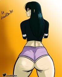 asa_mitaka big_ass big_butt black_hair black_shirt casual casual_clothes cellulite chainsaw_man crossed_arms cute fat_ass female girl juicy_butt lewdomart mikata_asa open_legs orange_eyes purple_shorts scar short_shorts sportswear thick thick_ass thick_butt thick_legs thick_thighs thight_fit tight_clothing white_skin women yellow_eyes yoru_(chainsaw_man)