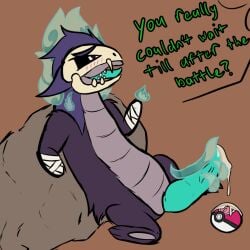 alolan_form alolan_marowak bandage bandaged_hand blue_tongue blush blush_lines bodily_fluids cum cum_on_hand cum_on_object cum_on_penis dialogue disembodied_hand exhibitionism fangs feral fire generation_7_pokemon generation_8_pokemon genital_fluids genitals ghost_hands hisuian_form hisuian_typhlosion hybrid_pokemon looking_pleasured lying male marowak mask masturbation nintendo on_back paws penis pokeball pokemon pokemon_(species) purple_body purpura regional_form_(pokemon) skull_mask solo teeth thorny_gremlin tongue tongue_out typhlosion