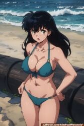 ai_generated aindroidparanoid beach big_breasts bikini black_hair breasts breasts_out cameltoe cleavage covered_nipples inuyasha kagome_higurashi narrow_waist navel outdoors slim_waist stable_diffusion swimsuit taller_girl tits_out yellow_eyes