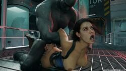 1girls 1monster 3d 3d_(artwork) ahe_gao ambiguous_penetration arms_behind_back ass athletic athletic_female big_breasts breasts brown_hair defeated defeated_heroine dirty fucked_silly hair_pull interspecies jill_valentine jill_valentine_(sasha_zotova) maledom monster mr_x prone_bone resident_evil resident_evil_3 resident_evil_3_remake rough_sex smokescreen117