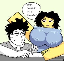 2d 2d_(artwork) 2d_artwork big_breasts blocky_body breasts english_text meme nipples no_nut_november pixel_art roblox robloxian self_upload tagme text thoai_teo thoaiteo thoaiteor34