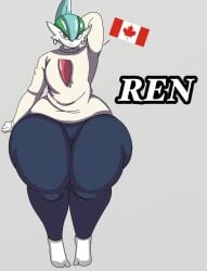 1boy 2024 babyhunt4 canada canadian_flag earrings edit edited femboy gallade gay homosexual huge_ass nervous nintendo pear-shaped_figure pear_shaped pokemon solo solo_focus solo_male thick_thighs wide_hips