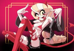 charlie_morningstar charlie_morningstar_(hazbin_hotel) female_only hazbin_hotel inker_comics inkershike red_bikini slut smiling thighhighs white_skin