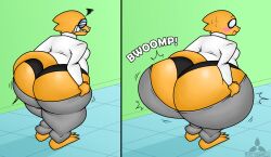 1girls alphys anthro ass_cleavage ass_expansion fat_ass female_only huge_ass massive_ass scalie sequence tail undertale undertale_(series) windturbine09