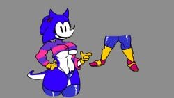 1girls anthro big_breasts breasts female female_anthro female_only gloves hairy_pussy hedgehog hedgehog_girl hedgehog_humanoid hips mostly_clothed needlemouse_(character) needlemouse_(series) panties red_sclera sarah_henderson_(needlemouse) shirt yellow_gloves