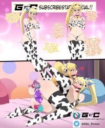 2girls anal anal_sex arms_behind_back artist_logo ball_gag big_breasts bikini blonde_hair blush bondage bound cleavage cow_print cow_print_armwear cow_print_bikini cow_print_thighhighs crossover darkness_(konosuba) dialogue dildo dildo_in_ass double_dildo double_penetration dubious_consent elbow_gloves english_text enjoying_rape fairy_tail female female_only femsub forced_yuri gag ggc green_eyes hair_ornament heart heart-shaped_pupils huge_breasts instant_loss_2koma kono_subarashii_sekai_ni_shukufuku_wo! large_breasts leg_lock lesbian_sex lucy_heartfilia masochism masochistic_female missionary_position multiple_dildos multiple_girls mutual_rape no_shoes object_insertion on_back on_bed one_eye_closed penetration ponytail questionable_consent revealing_clothes rope sex_toy skimpy_clothes stockings_only subscribestar_logo symbol-shaped_pupils symmetrical_docking text thigh_socks thighhighs twitter_logo vaginal_penetration yuri