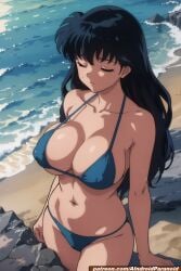 ai_generated aindroidparanoid beach big_breasts bikini black_hair breasts breasts_out cameltoe cleavage covered_nipples inuyasha kagome_higurashi narrow_waist navel outdoors slim_waist stable_diffusion swimsuit taller_girl tits_out yellow_eyes