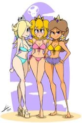 3girls bigdeadalive breasts clothing female female_only mario_(series) multiple_girls nintendo princess_daisy princess_peach princess_rosalina