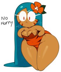 1girls breasts cham22 cookie_run doodle english_text facial_markings female female_only flower flower_in_hair long_hair nub_feet solo standing text thick_thighs thighs tiger_lily_cookie voluptuous wide_hips