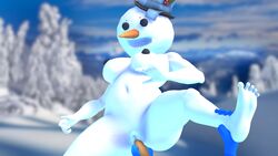 1girls 3d anthro carrot food_insertion insertion nambus snowman snowwoman solo_focus source_filmmaker