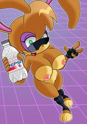 absurd_res anthro archie_comics areolae bunnie_rabbot clothing crystal_pepsi eyewear female green_eyes grid hi_res leather leggings legwear looking_over_eyewear looking_over_glasses looking_over_sunglasses neon_grid nipples solo sonic_(series) sonic_the_hedgehog_(archie) sonic_the_hedgehog_(comics) sonic_the_hedgehog_(series) sunglasses tinted_eyewear vaporwave