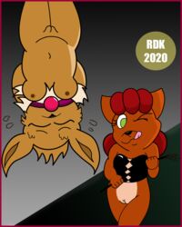 bondage dungeon eevee female female_domination nintendo pokemon pokemon_(species) rdk reddragonkan vulpix yuri