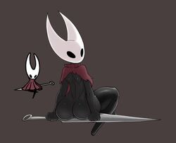 1girls anthro ass barely_visible_genitalia barely_visible_pussy cloak color crossed_legs curvaceous curvy_female curvy_hips dat_ass digital_media_(artwork) drawing exposed_ass exposed_pussy featureless fecharis grey_background hands hollow_knight hornet_(hollow_knight) insects labia large_ass looking_at_viewer looking_back needle neilious_dyson neiliousdyson nejtacoz58m8 pussy red_cloak reference_image sitting sitting_on_object thick_thighs torn_clothes turtleneck video_game viewed_from_behind weapon