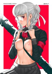 blush danganronpa danganronpa_2:_goodbye_despair embarrassed flashing medium_breasts pekoyama_peko rojen smooth_skin