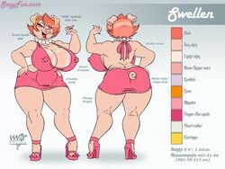 1girls breasts character_sheet earrings eltonpot female furry heels high_heels necklace pig_girl solo standing swellen_(eltonpot) tight_dress