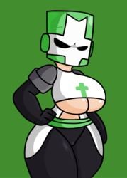 1girls angry big_breasts breasts castle_crashers detnox female green_knight hand_on_hip rule_63 thick_thighs wide_hips