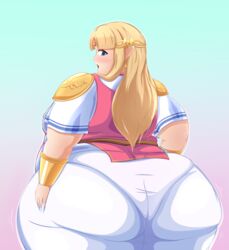 1girls ass_in_dress big_ass big_hips blonde_hair chubby dress fefero_kun huge_ass huge_thighs hyper hyper_ass looking_back obese_female overweight panties_visible_through_clothing pointy_ears princess_zelda surprised the_legend_of_zelda thick_thighs tight_clothing wide_hips zelda_(a_link_between_worlds)