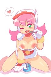 1girls blush breasts drcockula masturbation mega_man mega_man(classic) plum_(mega_man) wink