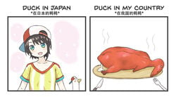 1girls 2020 2koma after_sex bare_arms bird black_hair breasts cap chinese_text clothed clothing comedy comic cooked cum cum_drip cum_puddle death duck english_text eyebrows_visible_through_hair female food fork funny green_eyes greenteaneko hat hololive hololive_gen_2 hololive_japan humor knife looking_at_viewer oozora_subaru open_mouth shirt short_hair shuba_duck sideways_hat small_breasts smile sparkle suggestive_fluid text tongue virtual_youtuber zoophilia