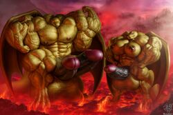 2020 4_toes abs anthro balls big_balls big_breasts big_muscles big_penis blue_eyes breasts claws dark_nipples diphallia diphallism dragon duo erection flexing genitals gynomorph horizontal_diphallism huge_balls huge_breasts huge_cock huge_muscles humanoid_genitalia humanoid_penis hyper hyper_balls hyper_genitalia hyper_muscles intersex jugg4 lava male membrane_(anatomy) membranous_wings multi_genitalia multi_penis muscular muscular_anthro muscular_arms muscular_gynomorph muscular_intersex muscular_legs muscular_male non-mammal_breasts pecs penis red_eyes reilsss scalie signature toes vein veiny_balls veiny_muscles veiny_penis western_dragon white_claws wings yellow_body