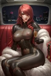 1girls artist_signature atlus bodysuit breasts female female_only fur_coat hair_over_one_eye hartman_hips hips hourglass_figure large_breasts licking licking_lips light-skinned_female light_skin long_hair looking_at_viewer megami_tensei mitsuru_kirijo naughty_face nipples nipples_visible_through_clothing persona persona_3 persona_4_arena red_hair sciamano240 see-through see-through_clothing slim_waist solo solo_female thick_lips thick_thighs thighs tongue_out watermark wide_hips