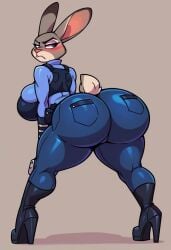 ai_generated child_bearing_hips disney furry high_heel_boots high_heels huge_ass huge_breasts judy_hopps police_uniform rabbit shortstack thick_thighs totallynotafurry789 very_thick_thighs zootopia