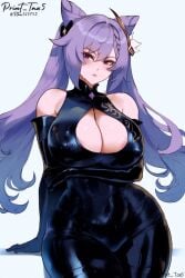 ai_assisted ai_generated cleavage elbow_gloves elbows female female_only genshin_impact hoyoverse huge_ass huge_breasts keqing_(genshin_impact) latex_suit patreon_url patreon_username print_tax5 purple_hair sexy sole_female tight_clothing twitter_username