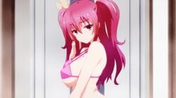 animated big_breasts big_butt bikini blush curvy_figure rakudai_kishi_no_cavalry red_eyes red_hair stella_vermillion