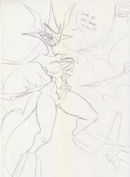 anthro breasts eyelashes female genitals hi_res kutao_izumi legendary_pokémon necrozma nintendo nipples open_mouth pokémon_(species) pokemon pokemon_usm pussy simple_background sketch solo text ultra_necrozma video_games