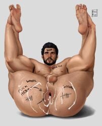 1boy anal_hair anus_focus armpit_hair artist_name ass ass_focus badkozi bara barefoot beard biceps black_hair body_writing chest_hair completely_nude completely_nude_male cum cum_in_ass cum_on_ass cumdump facial_hair fallout fallout_(series) fallout_4 feet feet_up gaping gaping_anus gay gooning hairy imminent_sex large_ass male male_focus male_only mature mature_male mature_man meat_toilet muscular muscular_arms muscular_male muscular_thighs naked naked_male nipples nude nude_male open_mouth paladin_danse pecs pectorals presenting presenting_anus presenting_ass short_hair simple_background soles solo solo_male spread_legs spreading tally_marks testicles thick_eyebrows thick_thighs thighs writing_on_ass