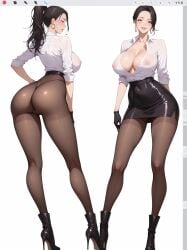 ai_generated bewitching_thighs big_ass big_breasts black_hair full_body long_hair original_character shu