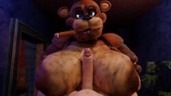 3d 3d_animation angry angry_face animated animatronic anthro big_breasts big_penis breasts_pressed_together cigar cigarette_in_mouth first_person_view five_nights_at_freddy's fnaf freddy_(fnaf) gay hi_res highres huge_breasts inverted_nipples looking_at_viewer machine male male/male male_only mammal mammal_humanoid moobjob moobs nipples penis pov robot scottgames sex snips456fur sound tagme titjob video video_games