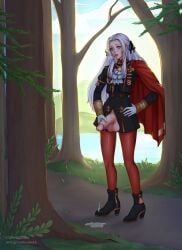 cumming edelgard_von_hresvelg fire_emblem forest futanari