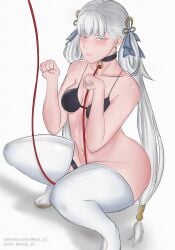 big_ass blush collar embarrassed exhibitionism jinhsi_(wuthering_waves) leash petplay squatting wuji_21 wuthering_waves