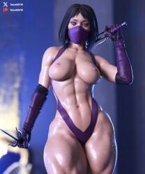 1girls 3d abs athletic_female big_breasts looking_at_viewer masked masked_female mileena mortal_kombat mortal_kombat_11 muscular_female perky_breasts tekonsfw