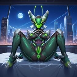 1girls ai_generated ass breasts clitoris fat_ass female female_focus female_only galactic_wings_mantis_(marvel_rivals) green_pussy guardians_of_the_galaxy helmet looking_at_viewer mantis_(marvel) mantis_(marvel_rivals) marvel marvel_comics marvel_rivals medium_breasts pussy pussy_juice pussy_lips robot robot_girl solo solo_focus spread_legs spreading thick thick_ass thick_thighs thighhighs thighs