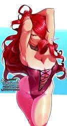 1girls big_breasts breasts corset female female_only haysey_draws large_breasts megami_tensei mitsuru_kirijo persona persona_3 red_hair