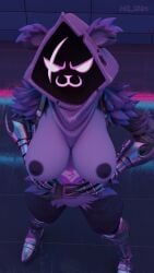 3d 3d_(artwork) anthro bear big_breasts big_thighs blender blender_(software) blender_cycles breasts female female_only fortnite fortnite:_battle_royale furry mammal purple_body purple_eyes purple_nipples raven_team_leader smug thighs